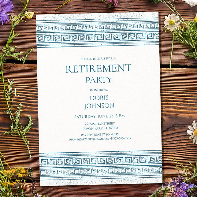 Blue retirement party with stone elements invitation (Creator Uploaded)