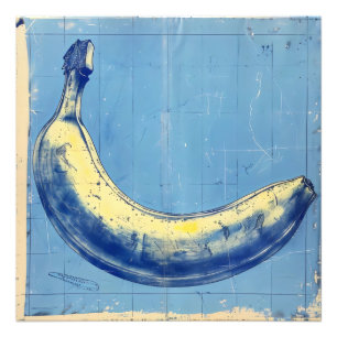 Blue Retro Banana Photo Print