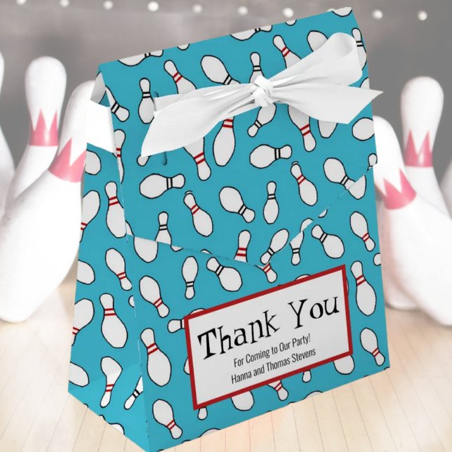 Blue Retro Bowling Theme Party  Favour Box (Creator Uploaded)