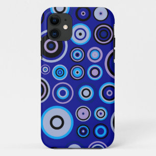 Blue Retro Circles Pattern Colourful Vintage Case-Mate iPhone Case