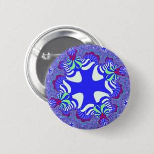 Blue Retro Cross 6 Cm Round Badge