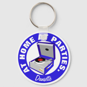 Blue Retro Dansette record player Key Ring