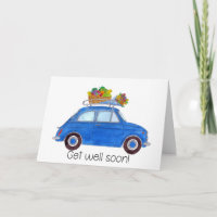 Blue Retro Fiat 500 Get well