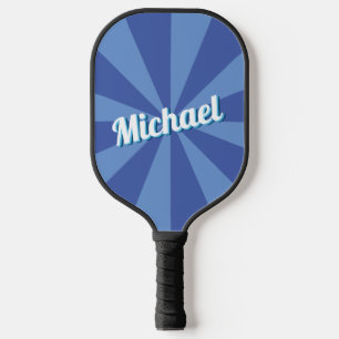 Blue Retro Fonts Custom Name Text Effect Seventies Pickleball Paddle