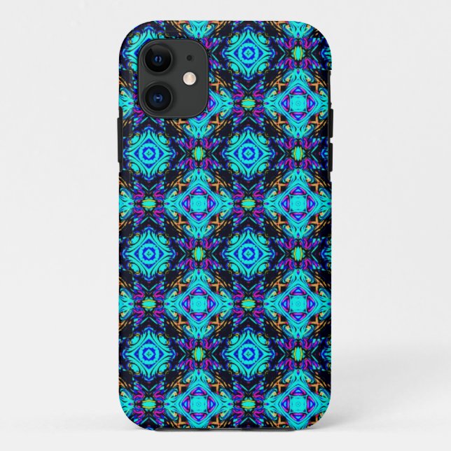 blue retro funky i phone case (Back)