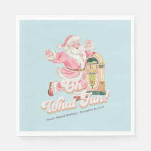 Blue Retro- Groovy Santa Claus Holiday Party Napkin