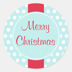 Blue Retro Merry Christmas Stickers