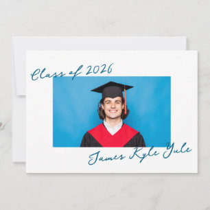 Blue Retro Minimal Class of 2026 Photo Graduate Announcement