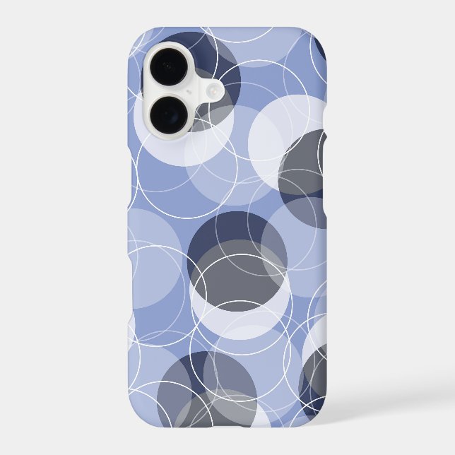 Blue Retro Mod Skinny Rings & Fat Dots Art Pattern (Back)