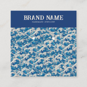 Blue Retro Modern Wave Earrings Display Card