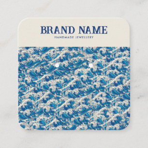 Blue Retro Modern Wave Earrings Display Card