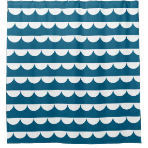 Blue Retro Nautical Shower Curtain