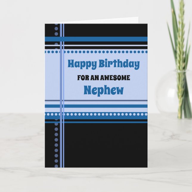 Blue Retro Nephew Birthday Card (Front)