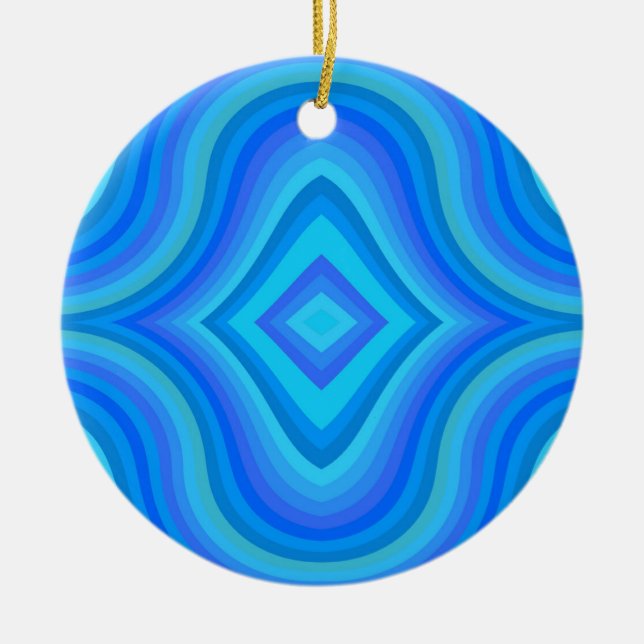 Blue Retro Pattern Ceramic Tree Decoration (Front)