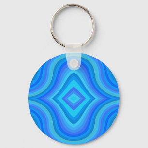 Blue Retro Pattern Key Ring