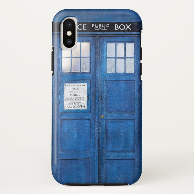Blue Retro Phone Booth Call Box Case-Mate iPhone Case (Back)