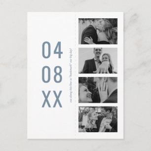 Blue Retro Photo Bookmark Save the Date Invitation Postcard