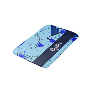 Blue retro print bath mat