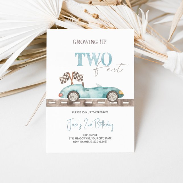 Blue Retro Race Car Birthday Invitation  (Creator Uploaded)