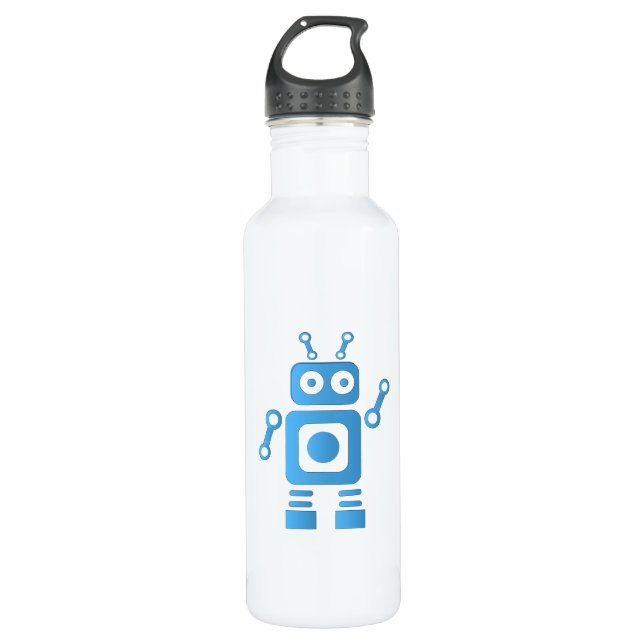 Blue Retro Robot 710 Ml Water Bottle (Front)