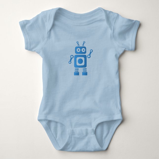 Blue Retro Robot Baby Bodysuit (Front)