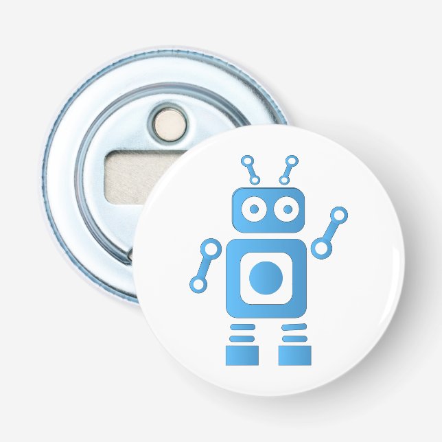 Blue Retro Robot Bottle Opener (Front)