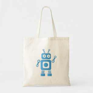Blue Retro Robot Tote Bag