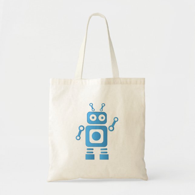Blue Retro Robot Tote Bag (Front)