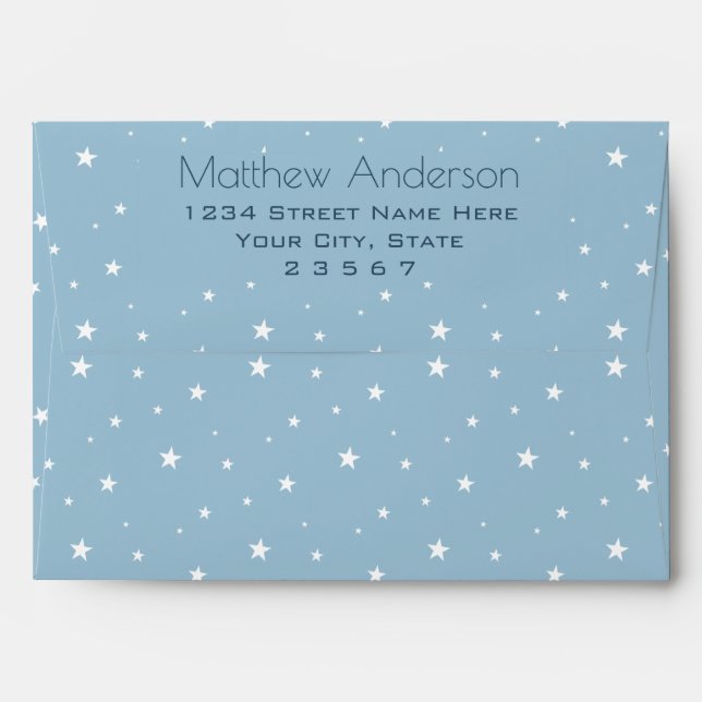 Blue Retro Rocket Ship Personalised Birthday Boy Envelope (Back (Top Flap))