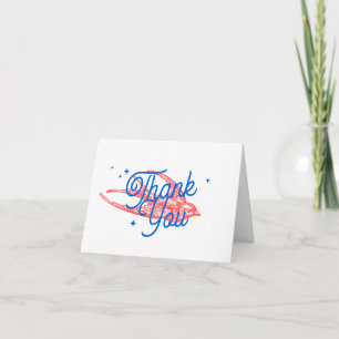 Blue Retro Script Vintage Swallow Than You Note Card