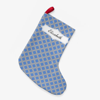 Blue Retro Star Christmas Stocking