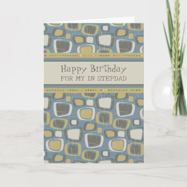 Blue Retro Stepdad Birthday Card (Front)
