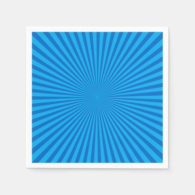 Blue Retro Sunburst Background Napkin (Front)
