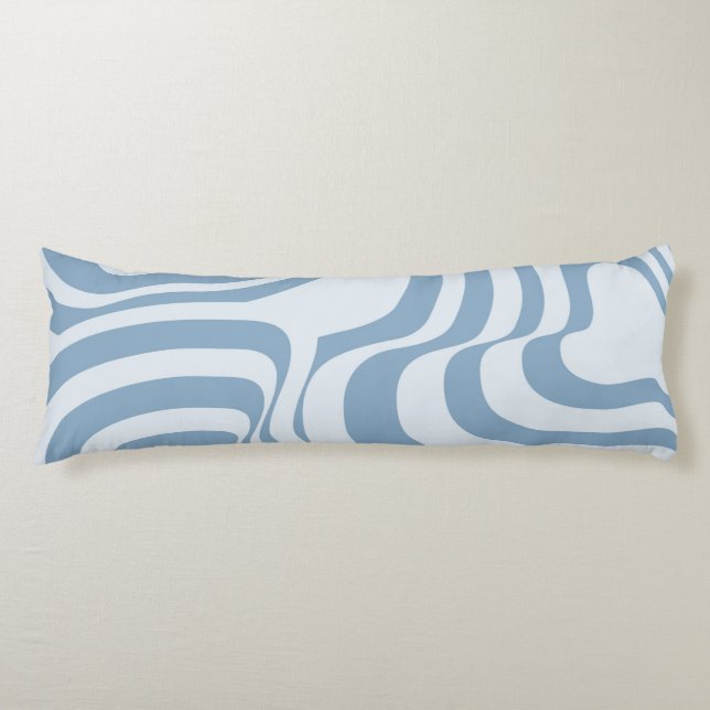 Blue Retro Swirl Groovy Y2K Pattern  Body Cushion (Front)