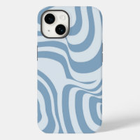 Blue Retro Swirl Groovy Y2K Pattern 