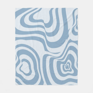 Blue Retro Swirl Groovy Y2K Pattern Fleece Blanket