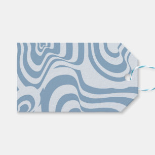 Blue Retro Swirl Groovy Y2K Pattern Gift Tags