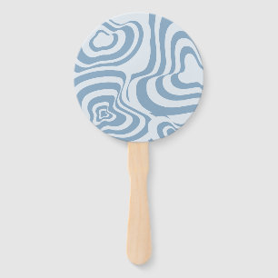 Blue Retro Swirl Groovy Y2K Pattern Hand Fan