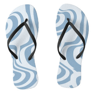 Blue Retro Swirl Groovy Y2K Pattern  Jandals