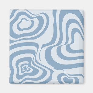 Blue Retro Swirl Groovy Y2K Pattern  Magnet