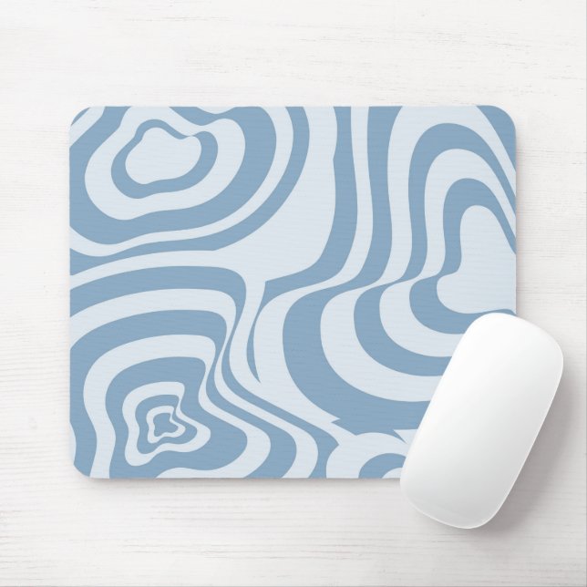 Blue Retro Swirl Groovy Y2K Pattern  Mouse Pad (With Mouse)