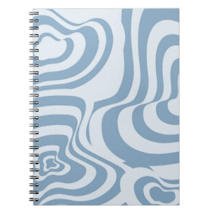 Blue Retro Swirl Groovy Y2K Pattern  Notebook
