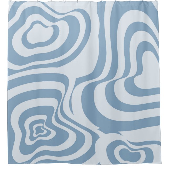 Blue Retro Swirl Groovy Y2K Pattern  Shower Curtain (Front)