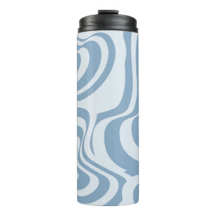 Blue Retro Swirl Groovy Y2K Pattern  Thermal Tumbler