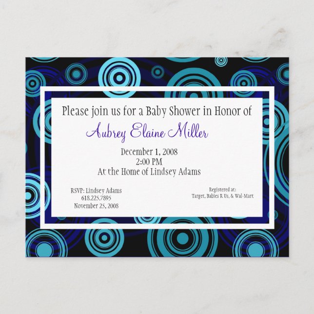 Blue Retro Targets Baby Shower Invitation (Front)