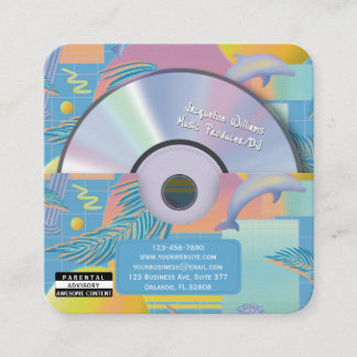 Blue Retro Vaporwave Music Producer CD DJ  Square Business Card