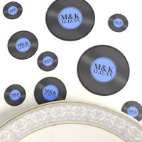 Blue Retro Vinyl LP Rock n Roll Wedding Monogram
