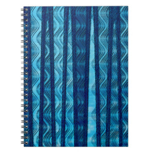 Blue Retro Wave Unique Cool Pattern Spiral Notebook