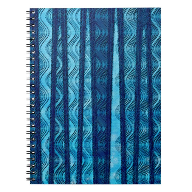 Blue Retro Wave Unique Cool Pattern Spiral Notebook (Front)
