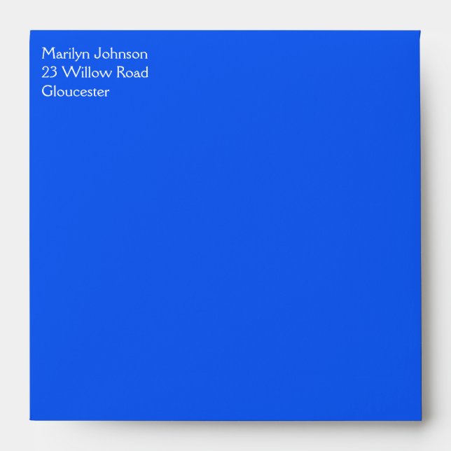 Blue Return Address Envelope for 5" Square (Front)
